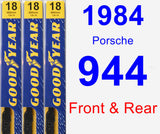 Front & Rear Wiper Blade Pack for 1984 Porsche 944 - Premium