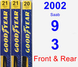 Front & Rear Wiper Blade Pack for 2002 Saab 9-3 - Premium