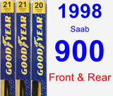 Front & Rear Wiper Blade Pack for 1998 Saab 900 - Premium