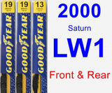 Front & Rear Wiper Blade Pack for 2000 Saturn LW1 - Premium