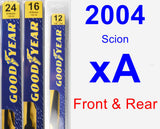 Front & Rear Wiper Blade Pack for 2004 Scion xA - Premium