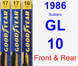 Front & Rear Wiper Blade Pack for 1986 Subaru GL-10 - Premium