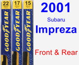 Front & Rear Wiper Blade Pack for 2001 Subaru Impreza - Premium