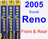 Front & Rear Wiper Blade Pack for 2005 Suzuki Reno - Premium