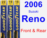 Front & Rear Wiper Blade Pack for 2006 Suzuki Reno - Premium