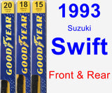 Front & Rear Wiper Blade Pack for 1993 Suzuki Swift - Premium