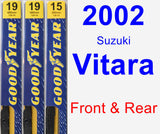 Front & Rear Wiper Blade Pack for 2002 Suzuki Vitara - Premium