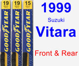 Front & Rear Wiper Blade Pack for 1999 Suzuki Vitara - Premium