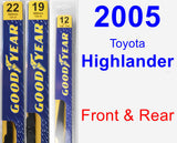 Front & Rear Wiper Blade Pack for 2005 Toyota Highlander - Premium