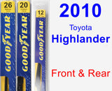 Front & Rear Wiper Blade Pack for 2010 Toyota Highlander - Premium