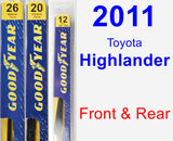 Front & Rear Wiper Blade Pack for 2011 Toyota Highlander - Premium