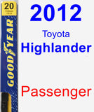 Passenger Wiper Blade for 2012 Toyota Highlander - Premium