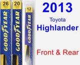 Front & Rear Wiper Blade Pack for 2013 Toyota Highlander - Premium