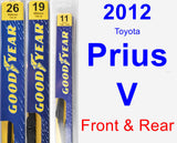 Front & Rear Wiper Blade Pack for 2012 Toyota Prius V - Premium