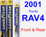 Front & Rear Wiper Blade Pack for 2001 Toyota RAV4 - Premium