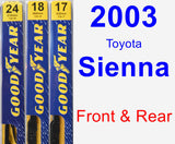 Front & Rear Wiper Blade Pack for 2003 Toyota Sienna - Premium