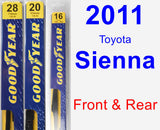 Front & Rear Wiper Blade Pack for 2011 Toyota Sienna - Premium