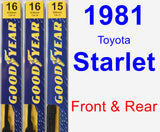 Front & Rear Wiper Blade Pack for 1981 Toyota Starlet - Premium