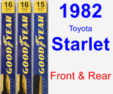 Front & Rear Wiper Blade Pack for 1982 Toyota Starlet - Premium