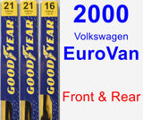 Front & Rear Wiper Blade Pack for 2000 Volkswagen EuroVan - Premium