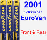 Front & Rear Wiper Blade Pack for 2001 Volkswagen EuroVan - Premium