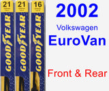 Front & Rear Wiper Blade Pack for 2002 Volkswagen EuroVan - Premium