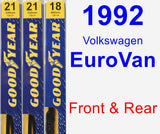 Front & Rear Wiper Blade Pack for 1992 Volkswagen EuroVan - Premium
