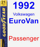 Passenger Wiper Blade for 1992 Volkswagen EuroVan - Premium