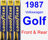 Front & Rear Wiper Blade Pack for 1987 Volkswagen Golf - Premium