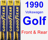 Front & Rear Wiper Blade Pack for 1990 Volkswagen Golf - Premium