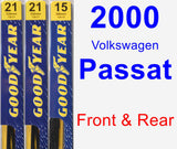 Front & Rear Wiper Blade Pack for 2000 Volkswagen Passat - Premium