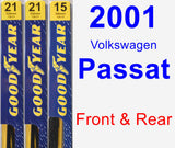 Front & Rear Wiper Blade Pack for 2001 Volkswagen Passat - Premium
