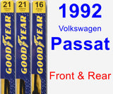 Front & Rear Wiper Blade Pack for 1992 Volkswagen Passat - Premium