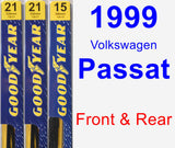 Front & Rear Wiper Blade Pack for 1999 Volkswagen Passat - Premium