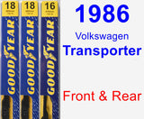 Front & Rear Wiper Blade Pack for 1986 Volkswagen Transporter - Premium