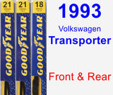 Front & Rear Wiper Blade Pack for 1993 Volkswagen Transporter - Premium
