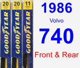Front & Rear Wiper Blade Pack for 1986 Volvo 740 - Premium