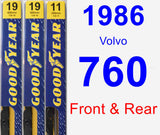 Front & Rear Wiper Blade Pack for 1986 Volvo 760 - Premium