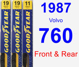 Front & Rear Wiper Blade Pack for 1987 Volvo 760 - Premium