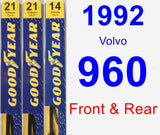 Front & Rear Wiper Blade Pack for 1992 Volvo 960 - Premium