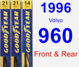 Front & Rear Wiper Blade Pack for 1996 Volvo 960 - Premium