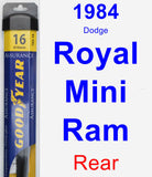 Rear Wiper Blade for 1984 Dodge Royal Mini Ram - Assurance