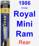 Rear Wiper Blade for 1986 Dodge Royal Mini Ram - Assurance