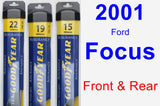 Front & Rear Wiper Blade Pack for 2001 Ford Focus - Assurance