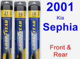 Front & Rear Wiper Blade Pack for 2001 Kia Sephia - Assurance
