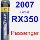 Passenger Wiper Blade for 2007 Lexus RX350 - Assurance