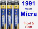 Front & Rear Wiper Blade Pack for 1991 Nissan Micra - Assurance