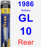 Rear Wiper Blade for 1986 Subaru GL-10 - Assurance