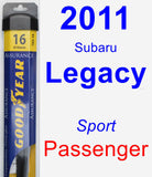 Passenger Wiper Blade for 2011 Subaru Legacy - Assurance