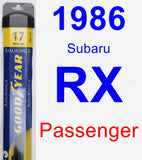 Passenger Wiper Blade for 1986 Subaru RX - Assurance